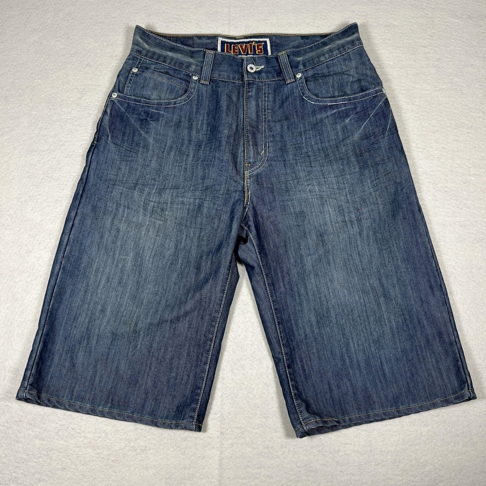Levi's Shorts Mens‎ 33 Blue Denim 579 Baggy Long Jorts Zip Fly Five Pocket Y2K